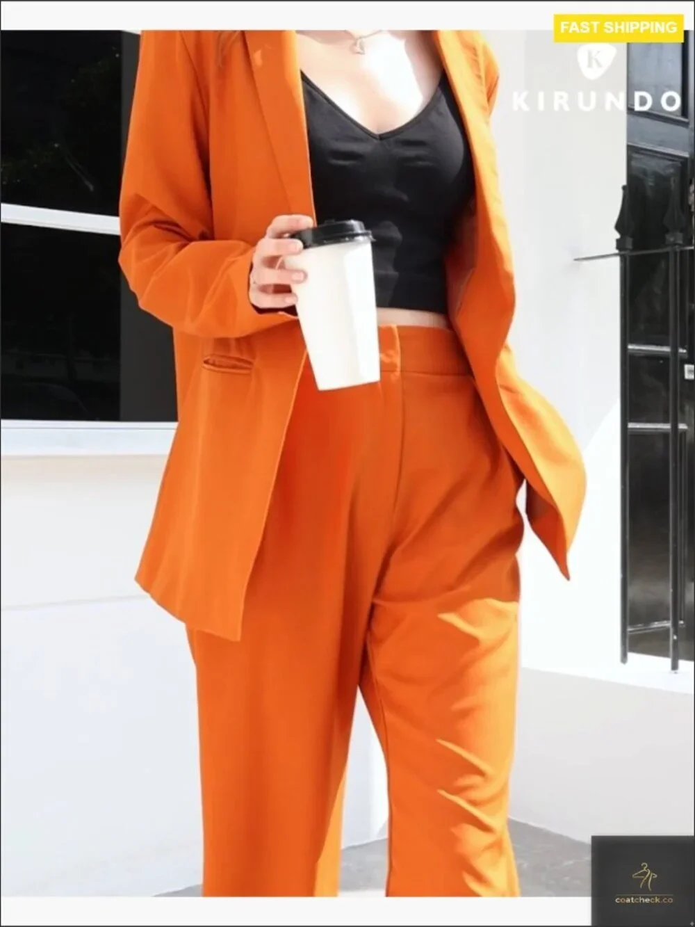 Oversized Blazer and Wide Leg Pantsuit 2 Piece Set Business Casual Office Wear